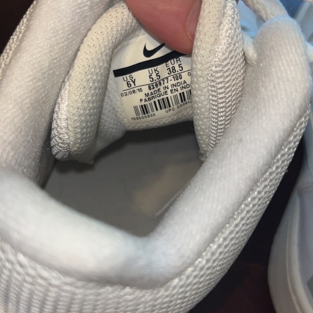 Youth size 6 white Nike sneakers